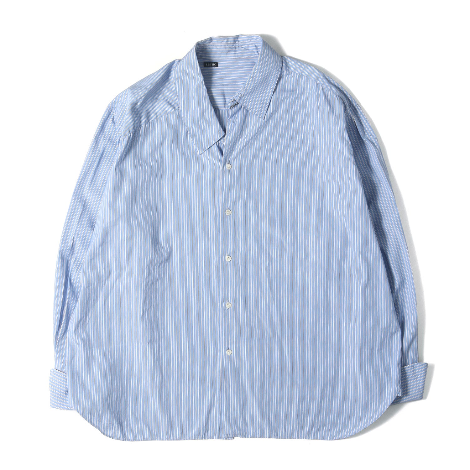 LES SIX 青 ストライプ 長袖シャツ LES SIX ストライプ 長袖シャツ