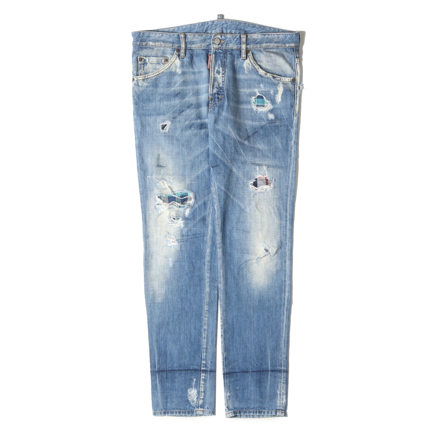 ヴィンテージ加工 チェックネルリペア スリム デニム パンツ (Cool Guy Jean S74LB0357 S30309)