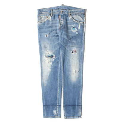 ヴィンテージ加工 チェックネルリペア スリム デニム パンツ (Cool Guy Jean S74LB0357 S30309)