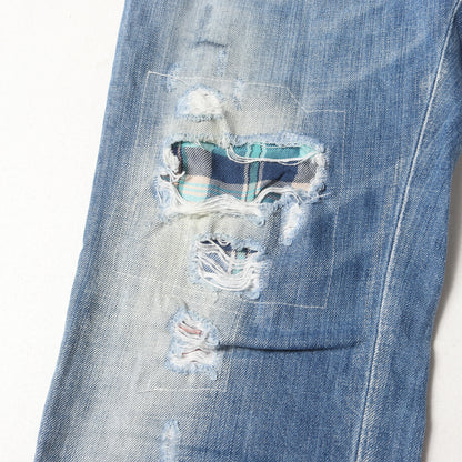 ヴィンテージ加工 チェックネルリペア スリム デニム パンツ (Cool Guy Jean S74LB0357 S30309)