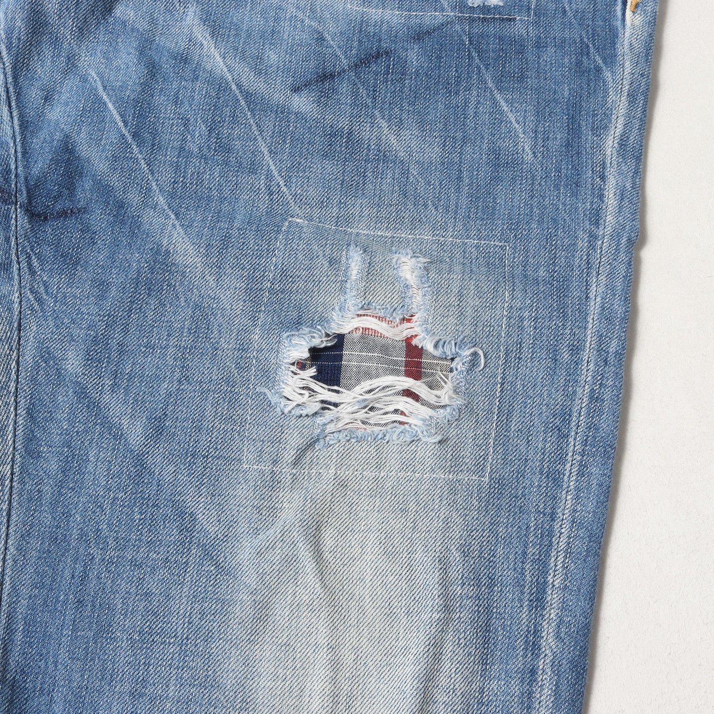 ヴィンテージ加工 チェックネルリペア スリム デニム パンツ (Cool Guy Jean S74LB0357 S30309)