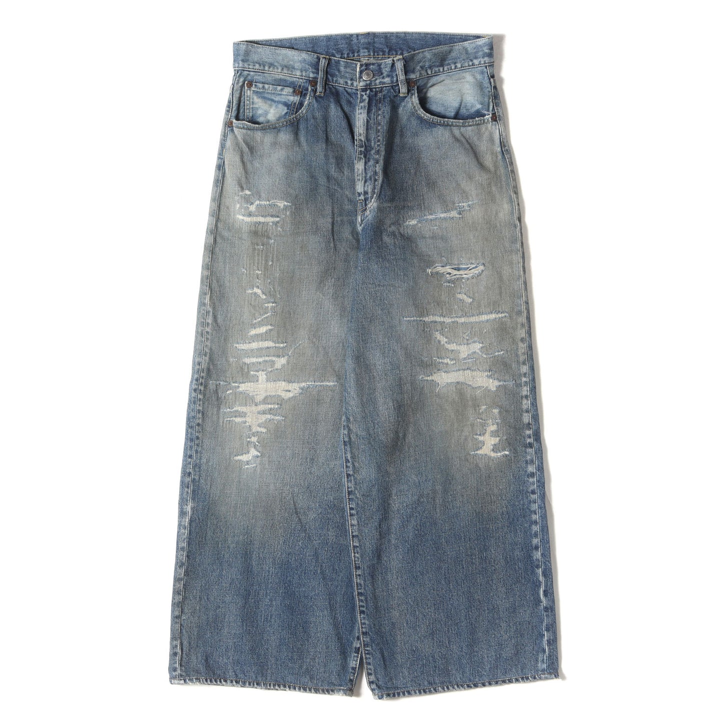 23SS ヴィンテージ クラッシュリペア加工 ワイド ストレート デニム パンツ (NE.Wide 5pocket USD 2308-1001)