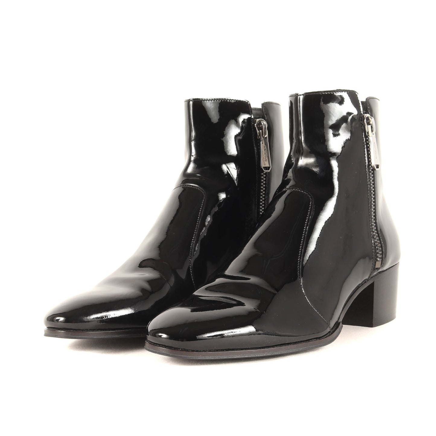 サイドジップ パテント レザー ヒール ブーツ