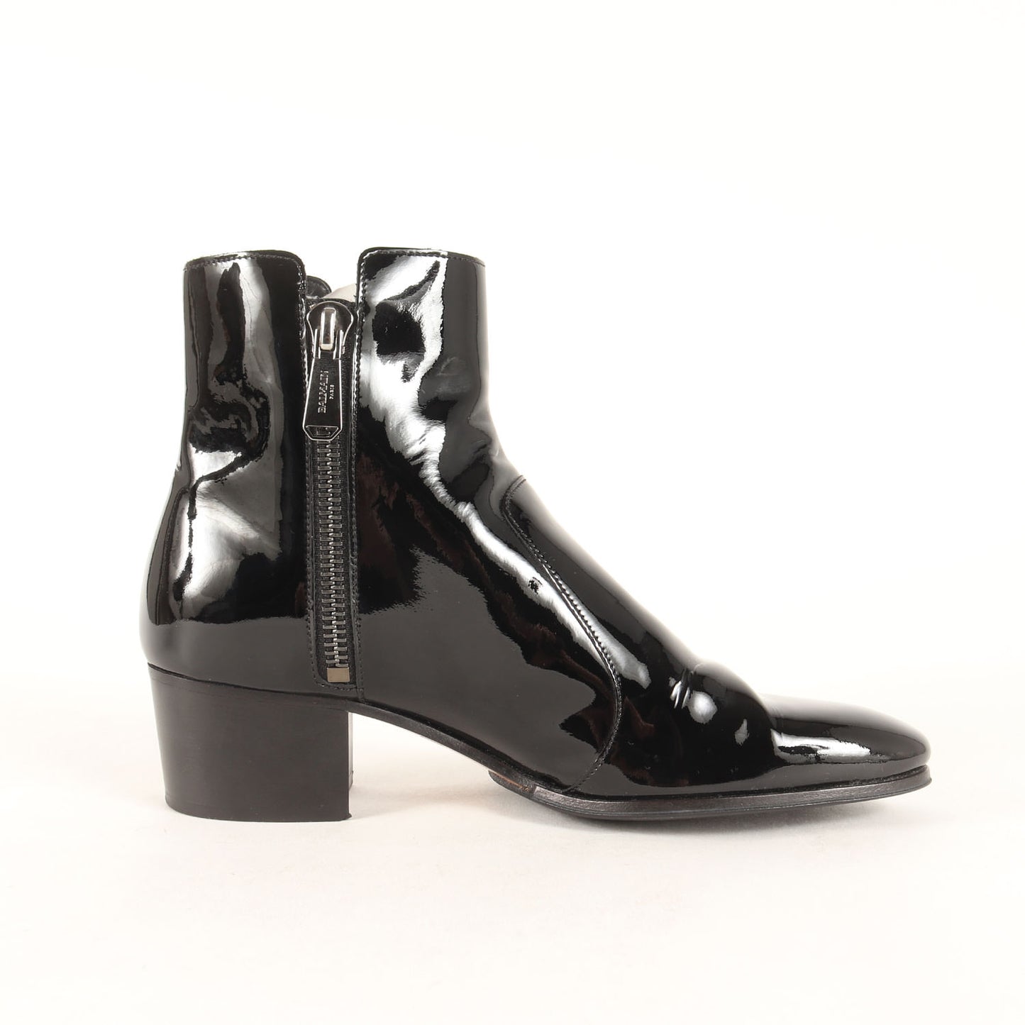 サイドジップ パテント レザー ヒール ブーツ