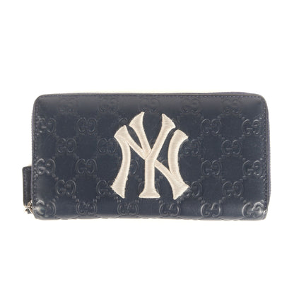 × MLB New York Yankees NY刺繍 シマ レザー ロング ウォレット (547791・525040)
