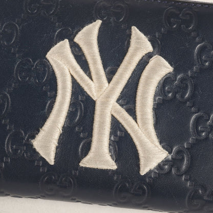 × MLB New York Yankees NY刺繍 シマ レザー ロング ウォレット (547791・525040)
