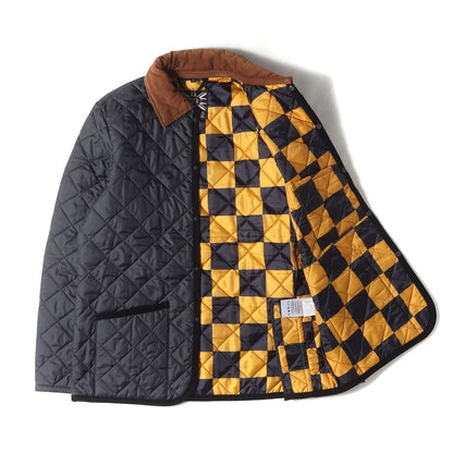 裏地ブロックチェック キルティング コート