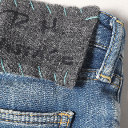 ヴィンテージ クラッシュ リペア加工 デニム スウェット パンツ / MADE IN JAPAN