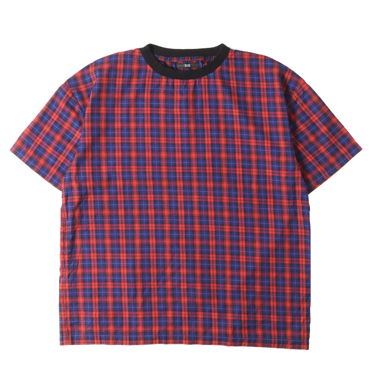 × THOMAS MASAON タータンチェック リンガーネック Tシャツ
