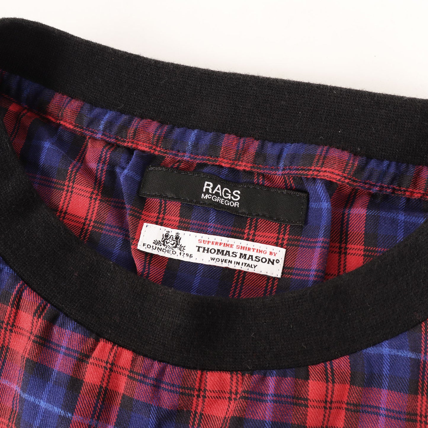 × THOMAS MASAON タータンチェック リンガーネック Tシャツ