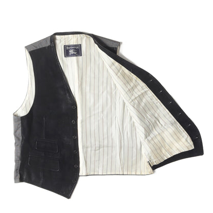 90s - 00s フロントレザー ジレ ベスト / Burberrys' MADE IN JAPAN
