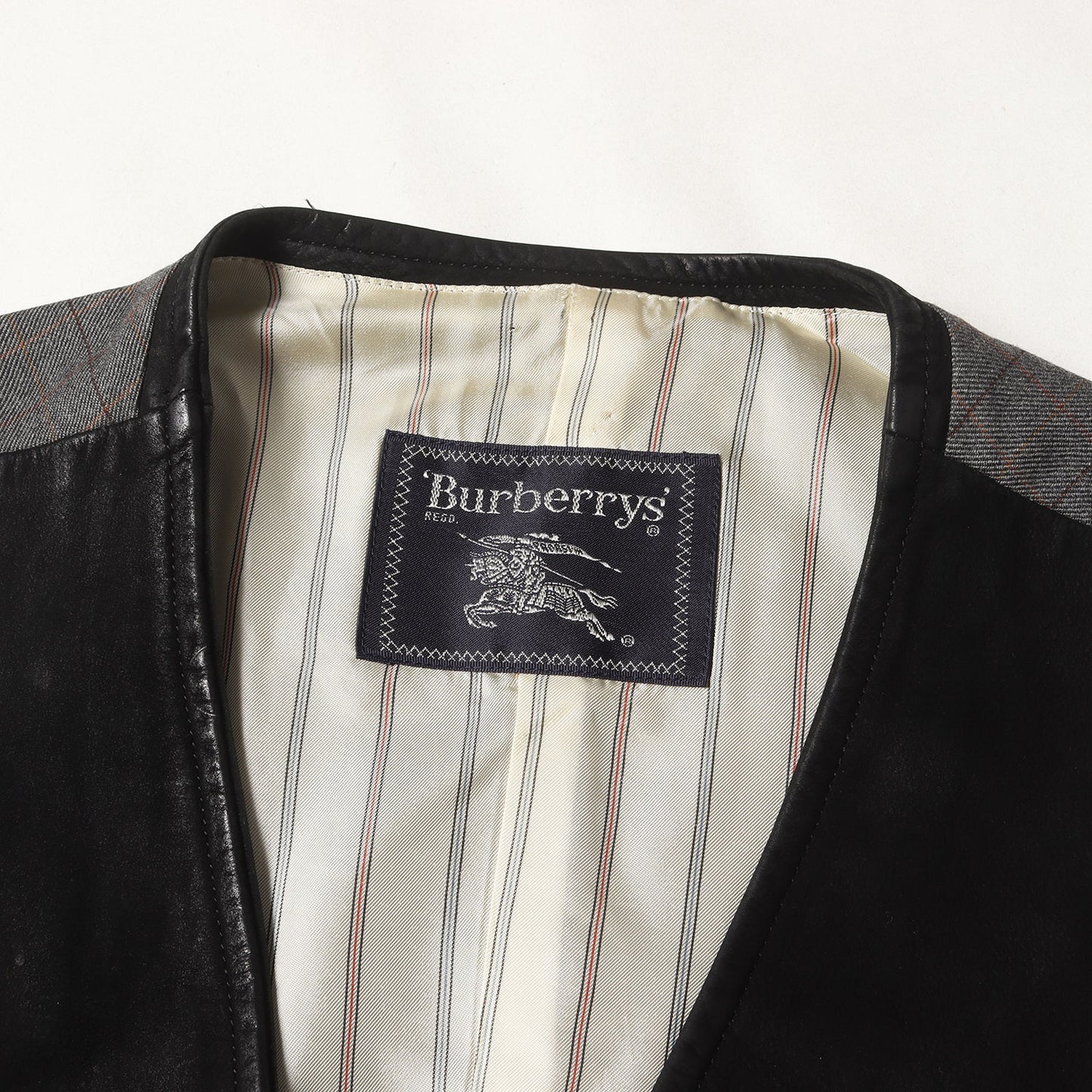 90s - 00s フロントレザー ジレ ベスト / Burberrys' MADE IN JAPAN