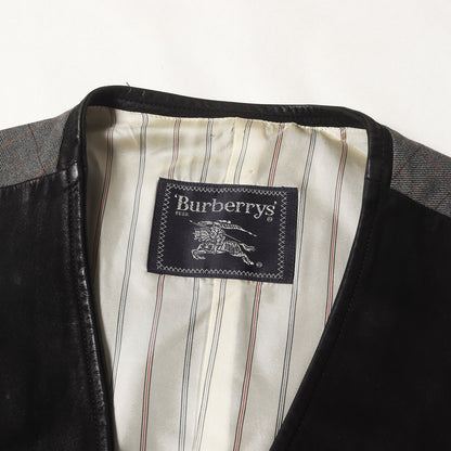 90s - 00s フロントレザー ジレ ベスト / Burberrys' MADE IN JAPAN