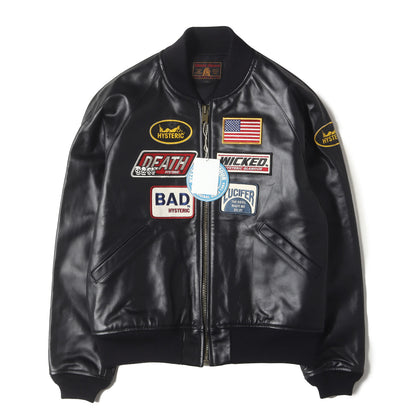 ワッペン刺繍 キップレザー レーシング ジャケット (02173LB02)
