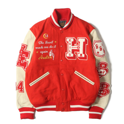 DEVIL 刺繍 レザースリーブ スタジャン (02173AB03)