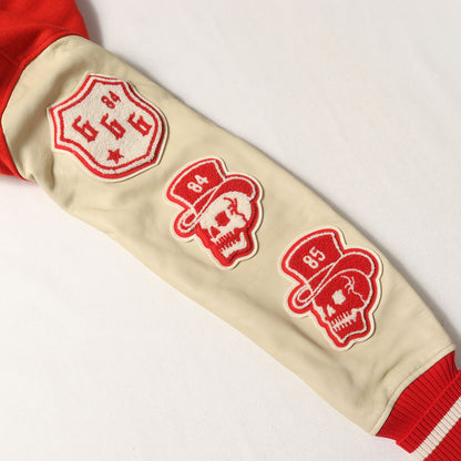 DEVIL 刺繍 レザースリーブ スタジャン (02173AB03)