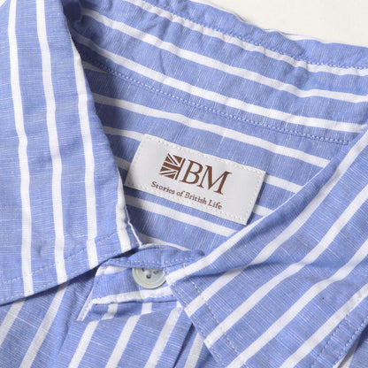 ストライプ プルオーバー コットン リネン シャツ