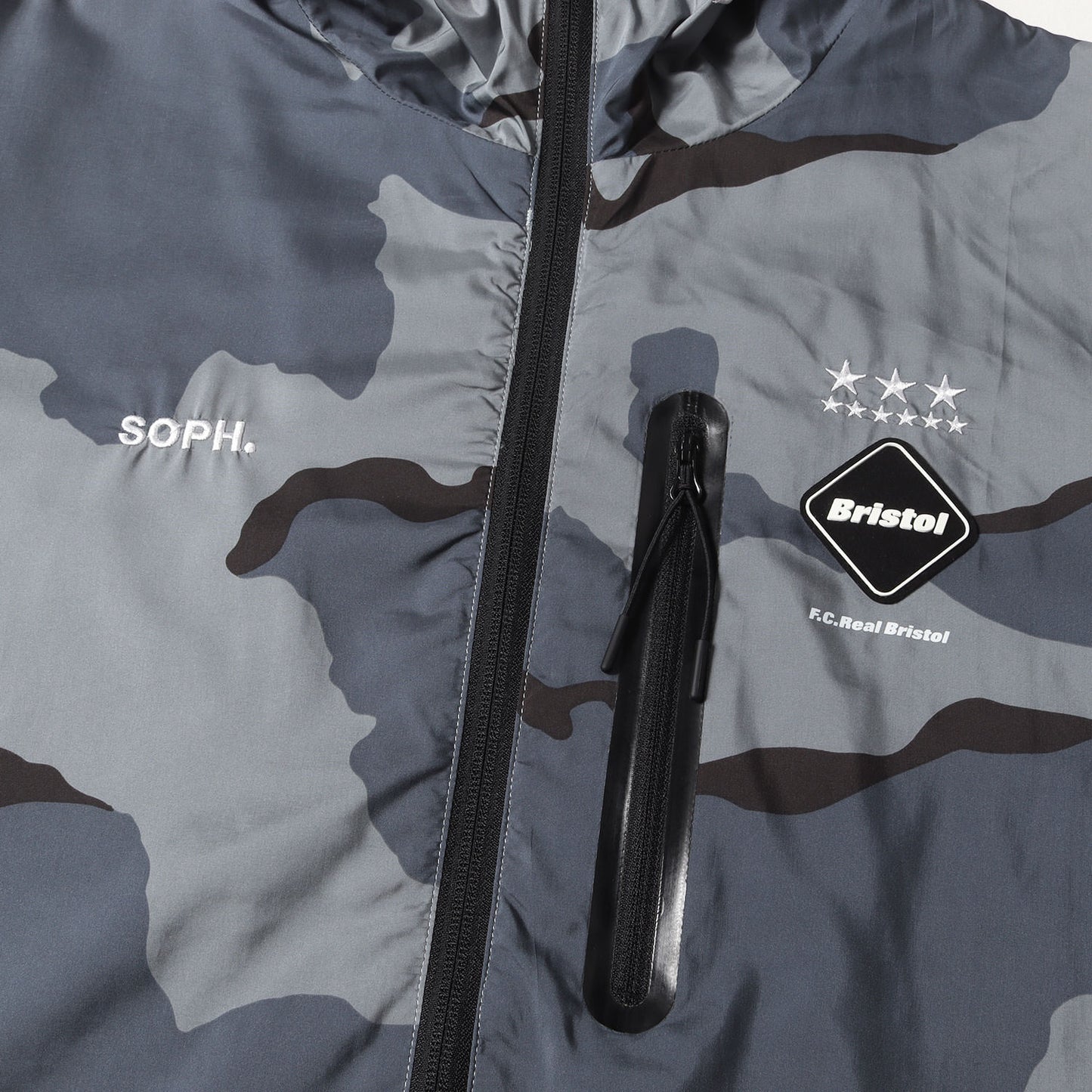 ロゴ刺繍 カモ ポリ ジップアップ パーカー (CAMOUFLAGE PRACTICE JACKET FCRB-167013)