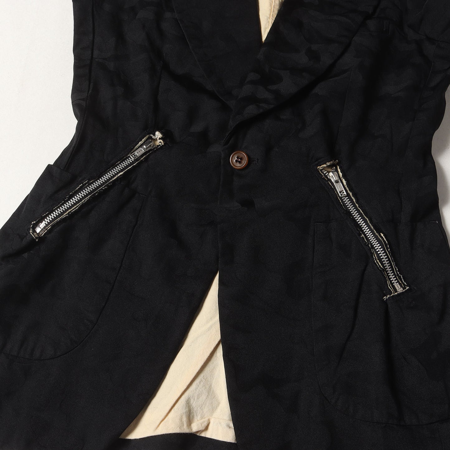 デザインジップ カモ ジャガード ポリ縮 1B テーラード ジャケット (PN-J074)