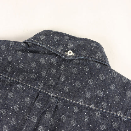 小紋柄 刺繍 ドット ダンガリー ボタンダウン シャツ (4712)