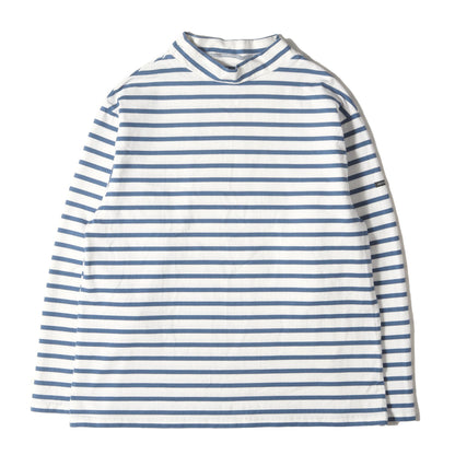 ボーダー モックネック カットソー