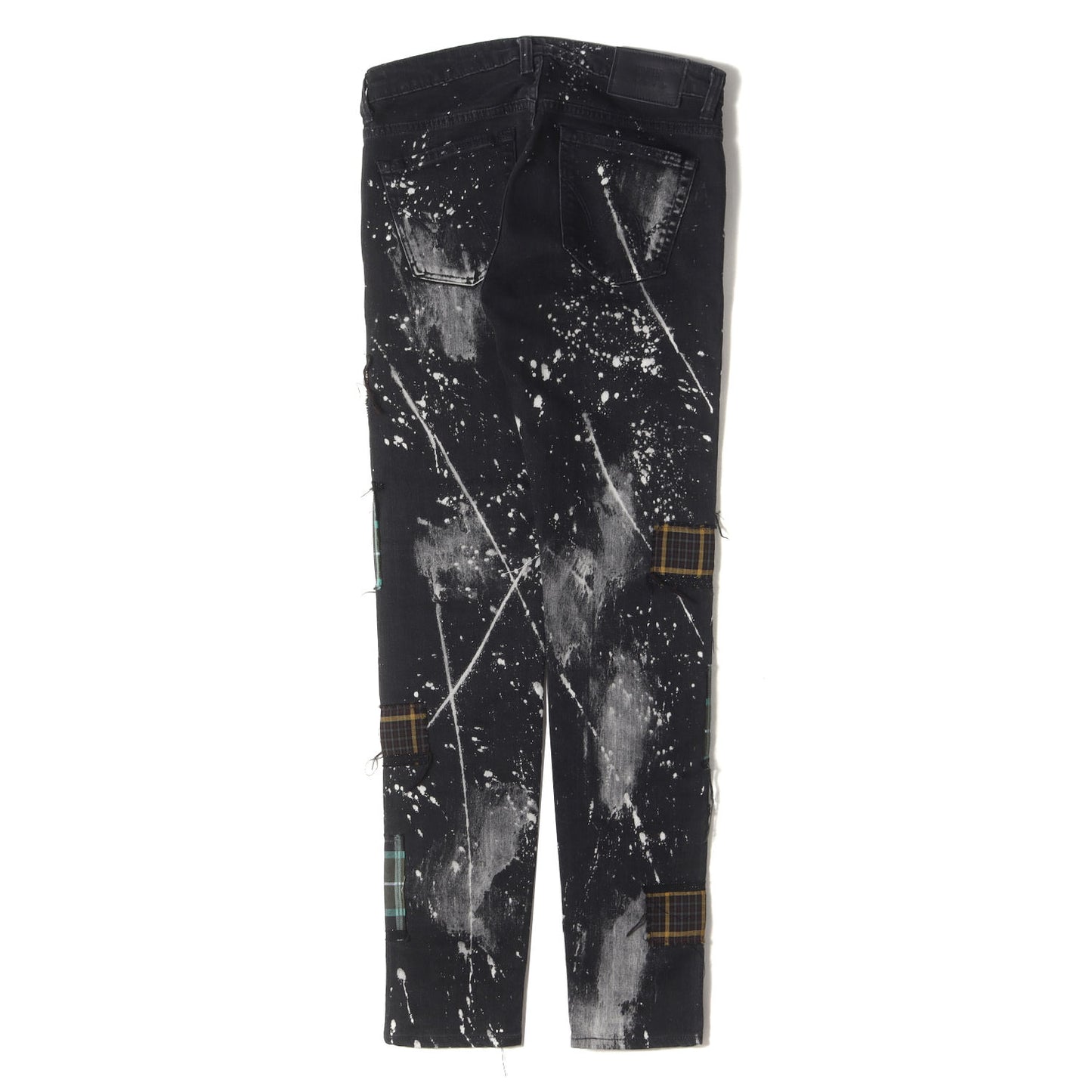 × EDWIN パッチ ストレッチ ブラックデニム スキニーパンツ (Patch Slim Tapered Pants KLED21)