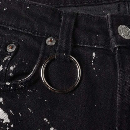 × EDWIN パッチ ストレッチ ブラックデニム スキニーパンツ (Patch Slim Tapered Pants KLED21)