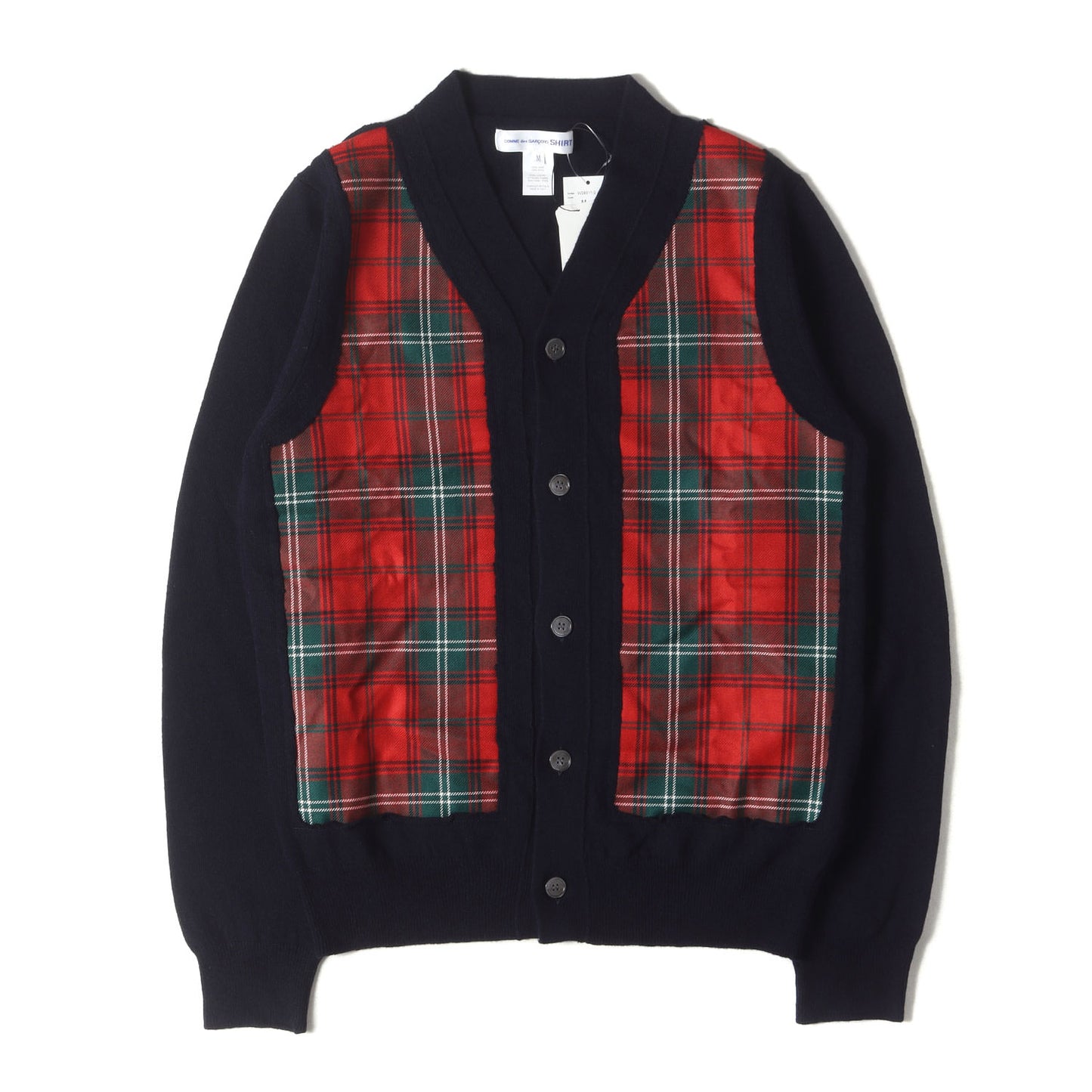 タータンチェック フランネル 切替 ニット カーディガン (W28511)