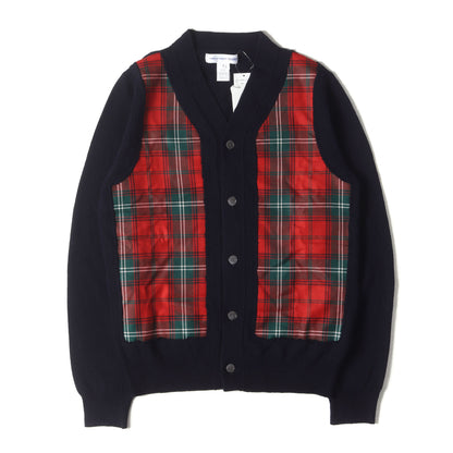 タータンチェック フランネル 切替 ニット カーディガン (W28511)