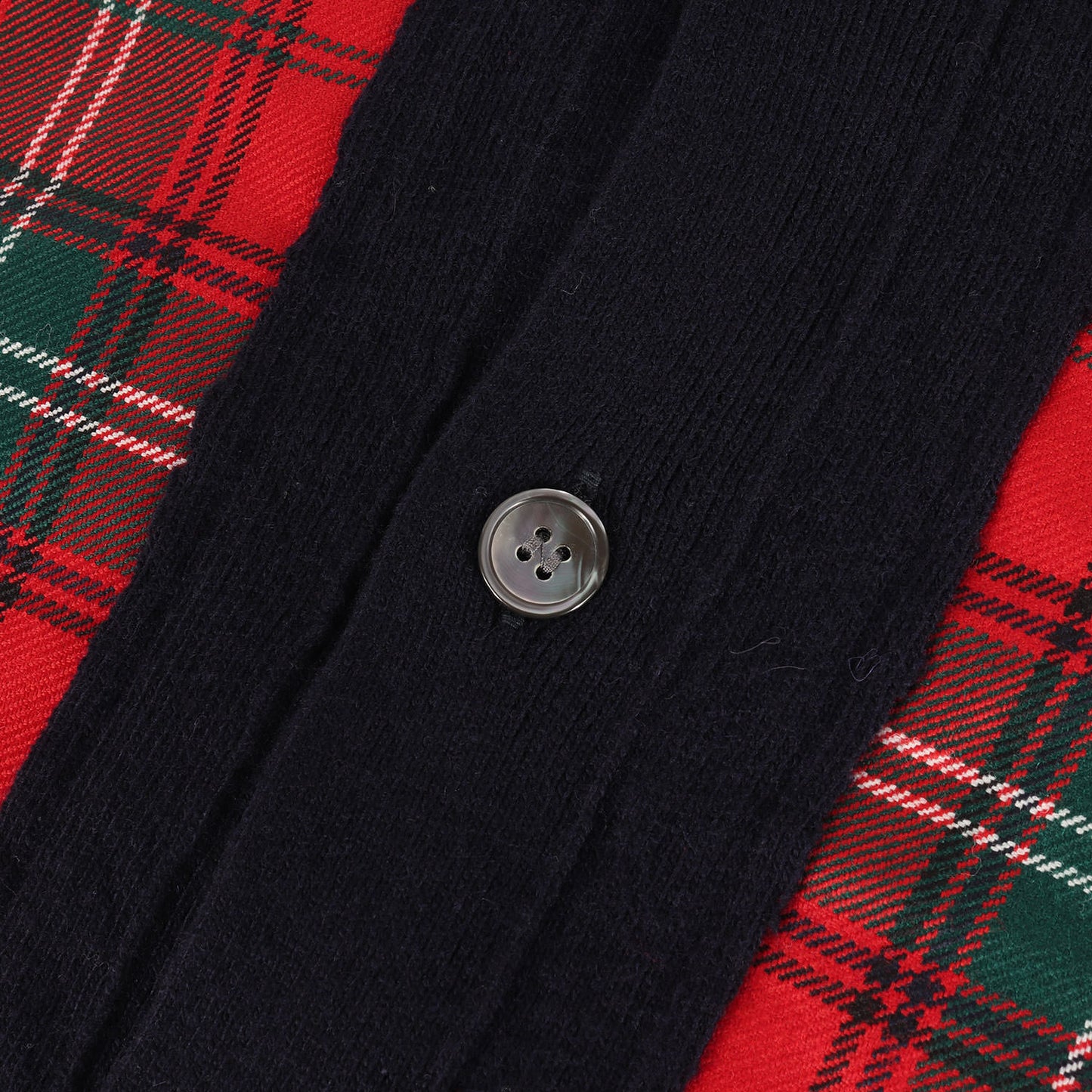 タータンチェック フランネル 切替 ニット カーディガン (W28511)