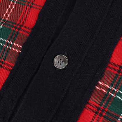 タータンチェック フランネル 切替 ニット カーディガン (W28511)