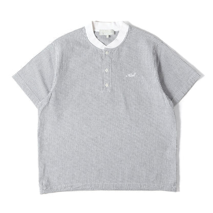 24SS ストライプ シアサッカー ヘンリーネック Tシャツ