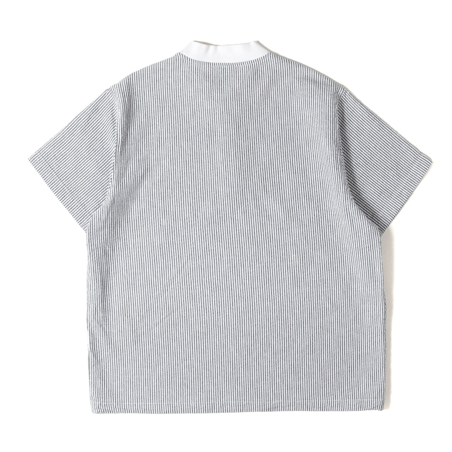 24SS ストライプ シアサッカー ヘンリーネック Tシャツ