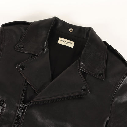 ダブルブレスト ラムレザー ライダースジャケット (L01 397291 Y5OA1)