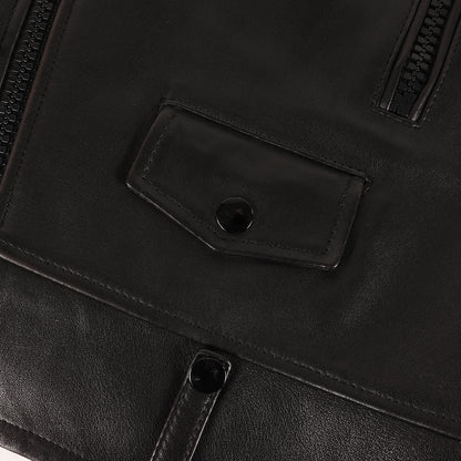 ダブルブレスト ラムレザー ライダースジャケット (L01 397291 Y5OA1)