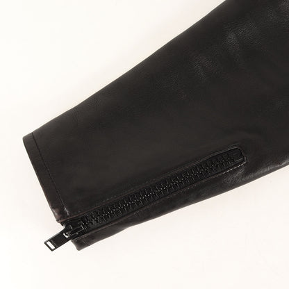 ダブルブレスト ラムレザー ライダースジャケット (L01 397291 Y5OA1)