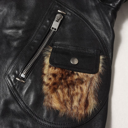 エディ期 マーモットファー ダブルブレスト ライダース ラムレザー ジャケット (361704 Y5GC1)