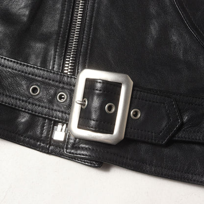 エディ期 マーモットファー ダブルブレスト ライダース ラムレザー ジャケット (361704 Y5GC1)