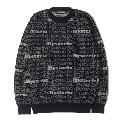HYSTERIC LOGO 総柄 ジャカード プルオーバー コットンポリ ニット (02181NS04)