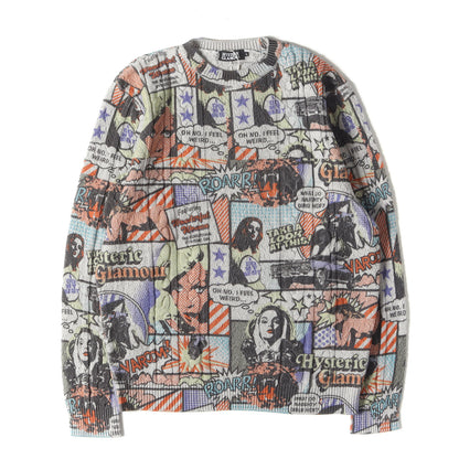 マガジンガール ロゴ 総柄 ケーブル コットンニット セーター (0263NS17)