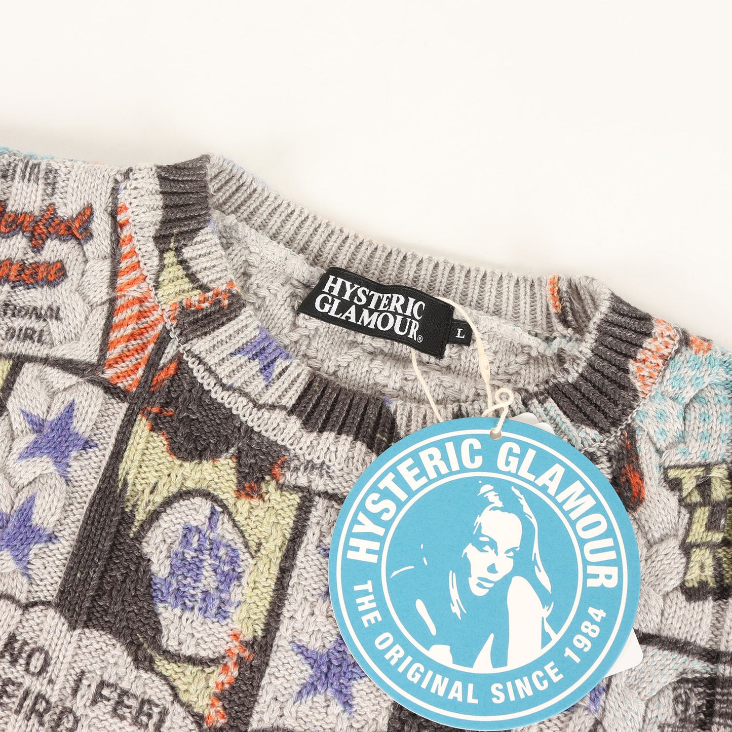 マガジンガール ロゴ 総柄 ケーブル コットンニット セーター (0263NS17)