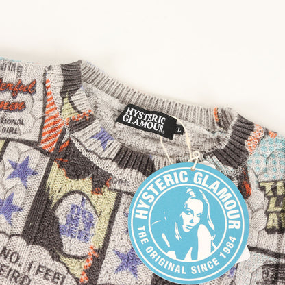 マガジンガール ロゴ 総柄 ケーブル コットンニット セーター (0263NS17)