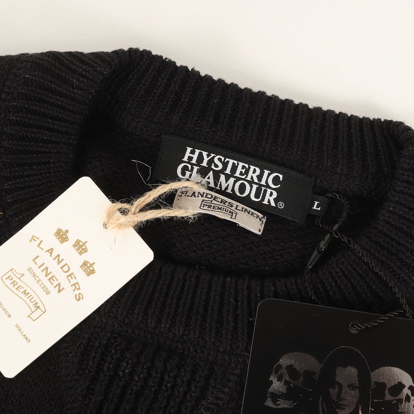 × FLANDERS LINEN ガール ロゴ 刺繍 コットンリネン ニット セーター(0253NS03)