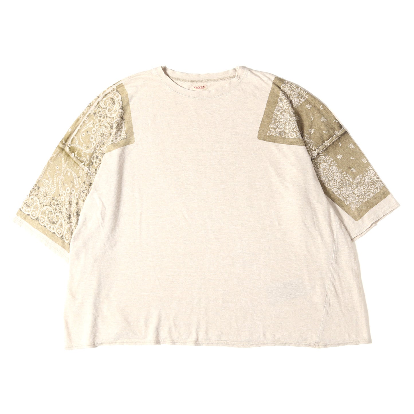 22SS バンダナプリントスリーブ オーバーサイズ ポケット Tシャツ (Linen Tenjiku Bandana HUGE)