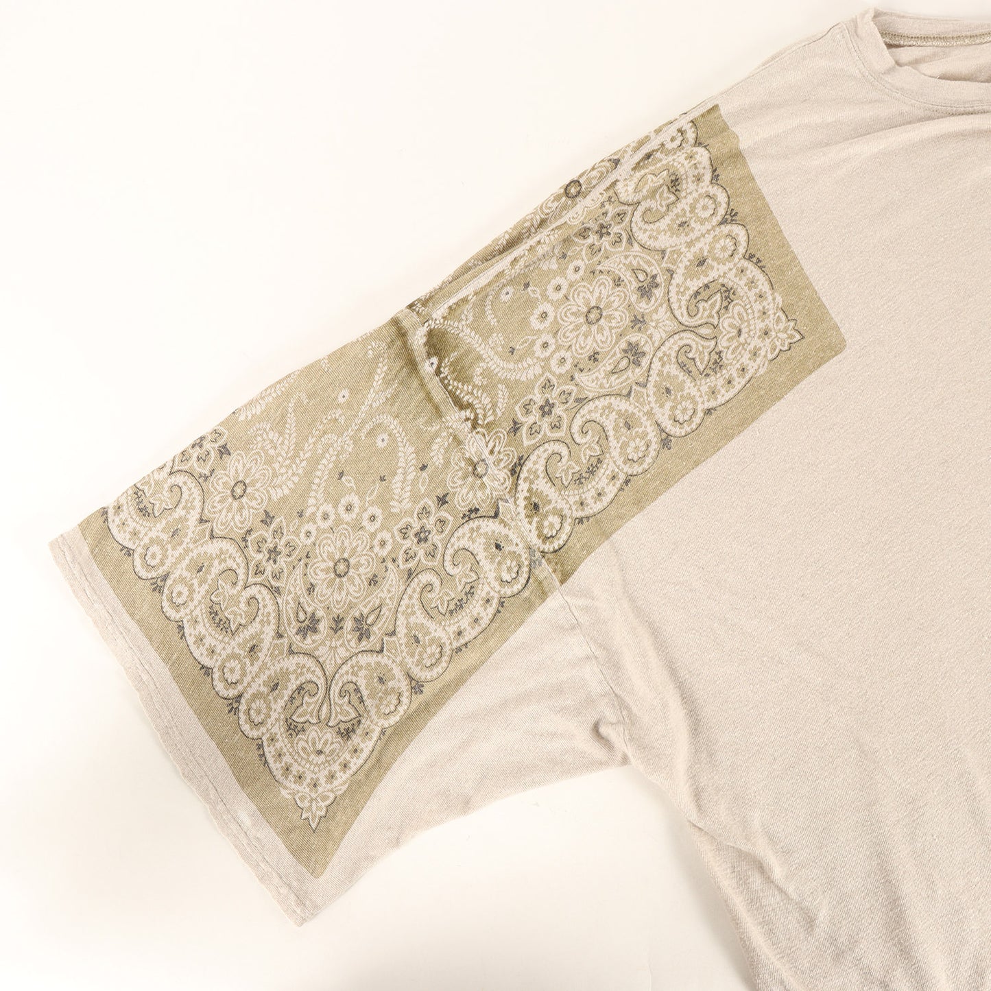 22SS バンダナプリントスリーブ オーバーサイズ ポケット Tシャツ (Linen Tenjiku Bandana HUGE)
