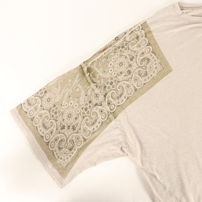 22SS バンダナプリントスリーブ オーバーサイズ ポケット Tシャツ (Linen Tenjiku Bandana HUGE)