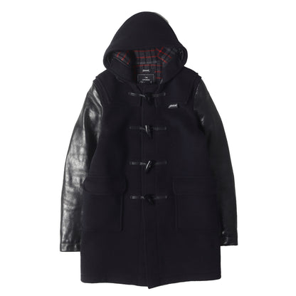 00s × Gloverall レザースリーブ 切替 メルトン ダッフルコート (WB-C004)