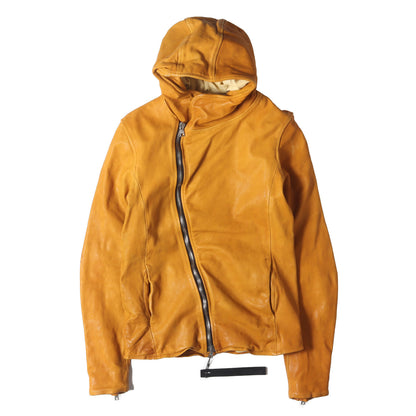 製品染め カーフレザー シングル ライダース ジャケット (FORE GROW 1645-04) / ISAMU KATAYAMA