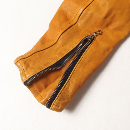 製品染め カーフレザー シングル ライダース ジャケット (FORE GROW 1645-04) / ISAMU KATAYAMA