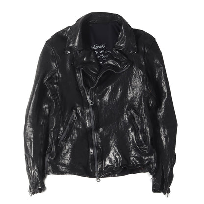 製品染め イタリアン ダブルショルダー ダブルブレスト ライダース ジャケット (1254-02) / ISAMU KATAYAMA